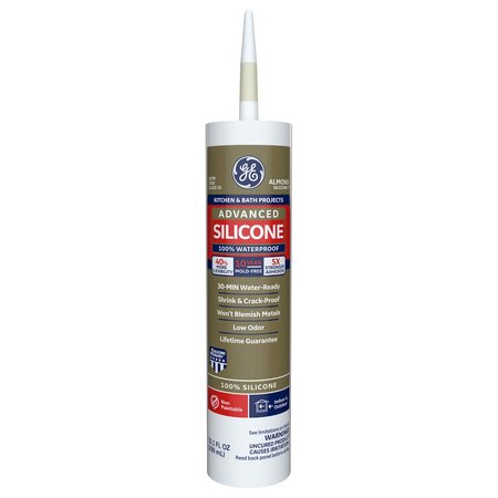 SILICONE II GE Advanced Almond Silicone 2 Kitchen and Bath Caulk Sealant 10.1 oz GE5060